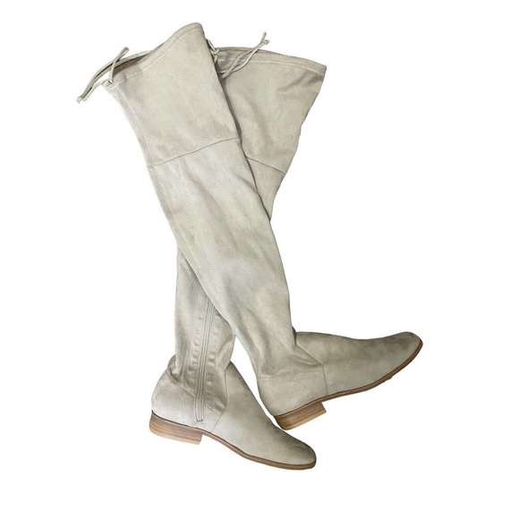 Gianni Bini Womens Fremaux Over the Knee Boots Taupe Tan Microsuede OTK size 6M - Picture 4 of 7